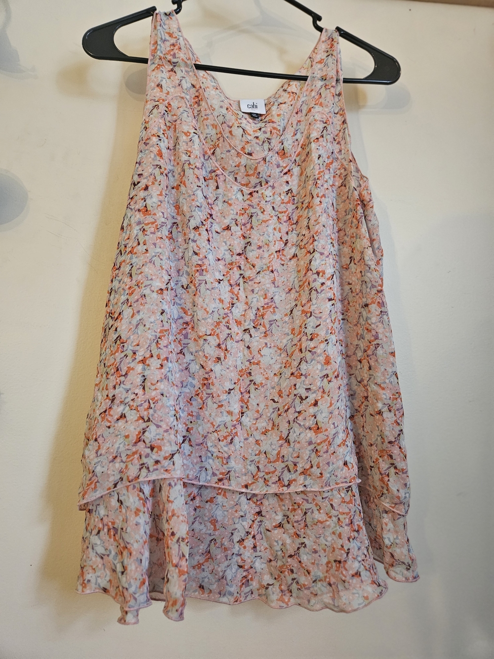 CAbi Girls Pink Multi-Color Floral Layered Tank Dress